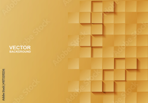 Abstract. Geometric shape square gold background. light and shadow .Vector.