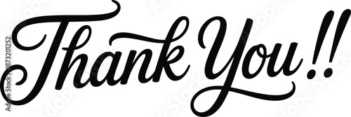 Simple yet profound black script writing displays a grateful thank you on a bright white background