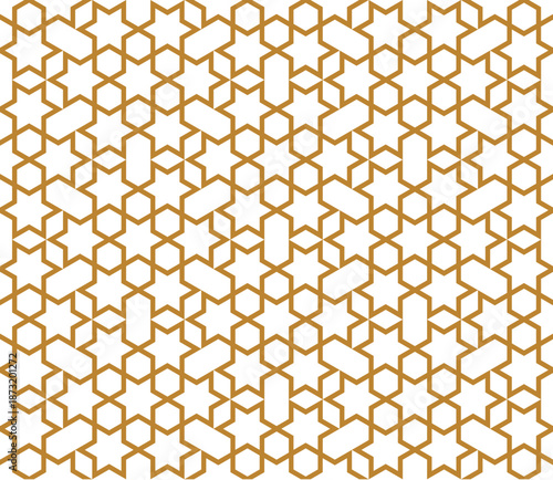 Geometric Pattern in Gold. Elegant Arabesque Seamless Background for Luxury Decoration and Graphic Design.