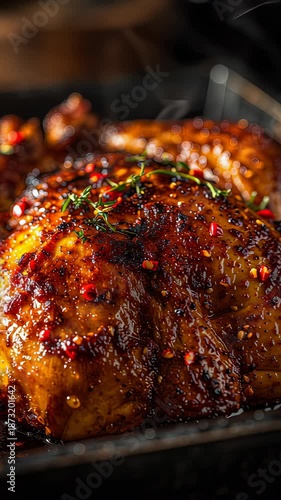 Roasted chicken with herbs and spices