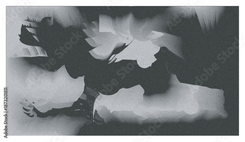 Black and white mountain landscape with rocky terrain background template.