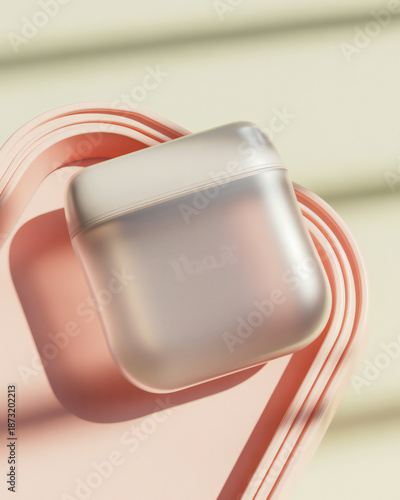 Silver airpods case on red cable