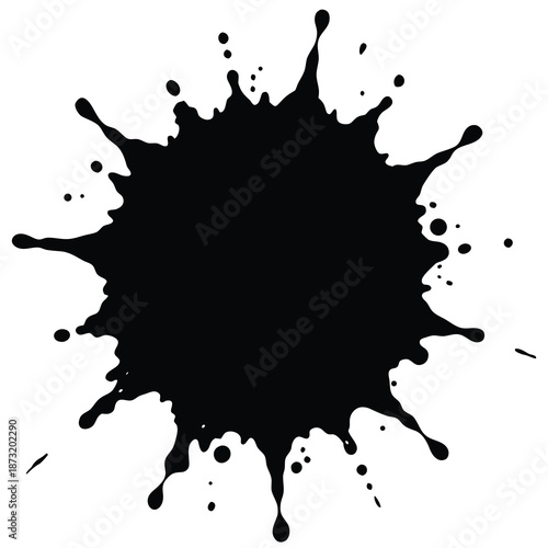 A solitary black watercolor ink splash elegantly abstract and softly textured