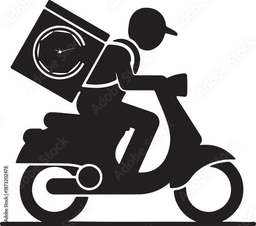 Deliverypersonridingscooterwithpackageandmapisolatedontransparentbackgroundforlogisticsconcept