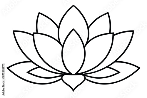 Hand-Drawn Lotus Blossom Vector Line Art, Monochrome Floral Illustration for Spa and Meditation Branding