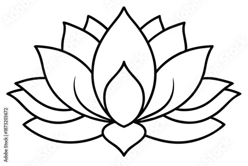 Elegant Black and White Lotus Line Art Design, Vector Botanical Illustration for Coloring Pages and Wall Art