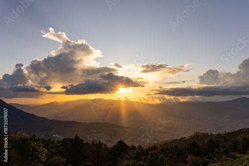 sunset over Medellin