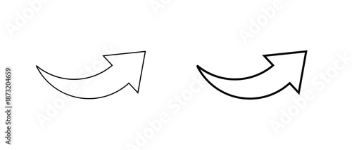 Curved Arrow Outline Icons Set Showing Direction Flow