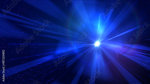 Futuristic blue digital light rays converging into a bright core, representing data transmission, high speed technology, energy flow, virtual space, artificial intelligence digital vector background
