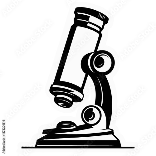 Classic microscope in black and white style for scientific use  