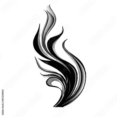 Abstract black and white wave design with flowing shapes  