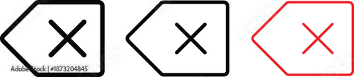 Delete Tag Icons with Cross Symbol in Black and Red