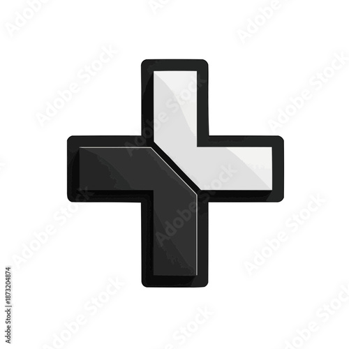 Black and white red cross icon in modern design