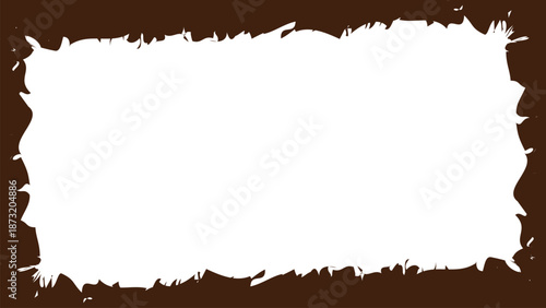 Abstract White Paint Brush Frame on coffee Background