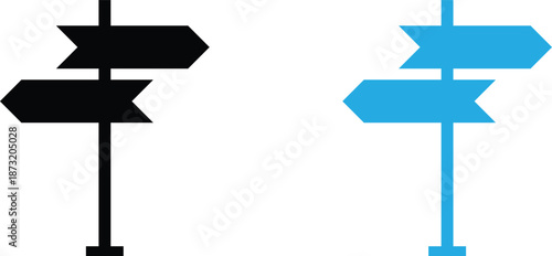 Directional Signpost Arrow Icons in Black and Blue