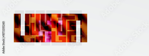 Abstract geometric pattern. Rectangles overlap, creating warm color variations. Composition feels modern, dynamic.