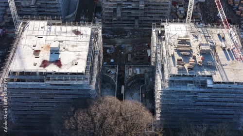 Apartment building construction aerial view