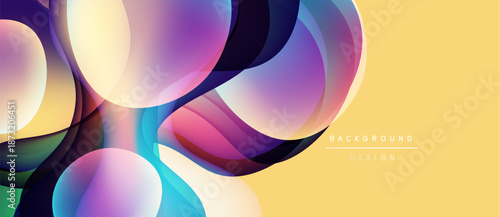 Abstract floral shapes blend, creating vibrant, flowing background. Colors shift from purple to yellow, offering dynamic visual appeal.