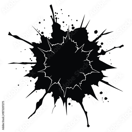 A dark and distressed grunge effect featuring a paint crack splash design