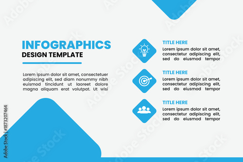 Modern Infographic Slide Template with 3 Diamond Steps, Business Process Layout, Corporate Presentation Design, and Vector Data Visualization
