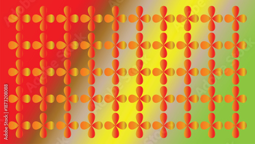 Teardrop flowers bloom over colorful field of horizontal transitions