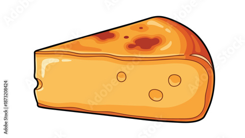 A vibrant illustration of a golden cheese wedge, showcasing its textured rind and natural holes, ideal for food-related designs and culinary