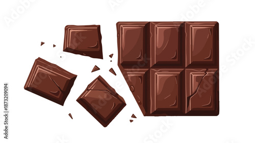 Delicious cocoa bar with broken pieces scattered invitingly a delightful treat