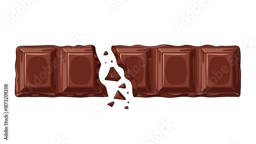 Broken milk chocolate bar with falling pieces on a white background a sweet treat