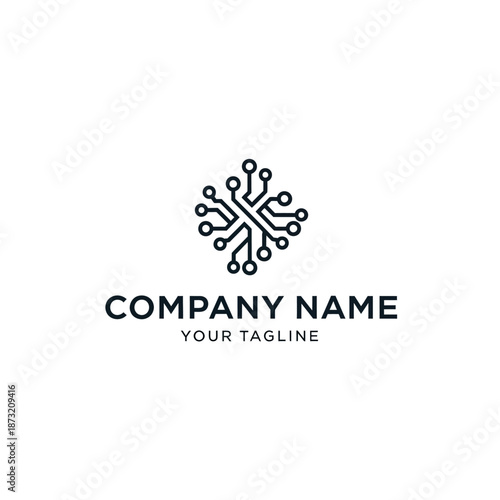 Company Logo Design Template with Snowflake.