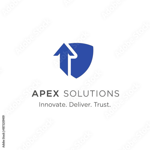 Blue Shield Logo with Arrow Symbol.