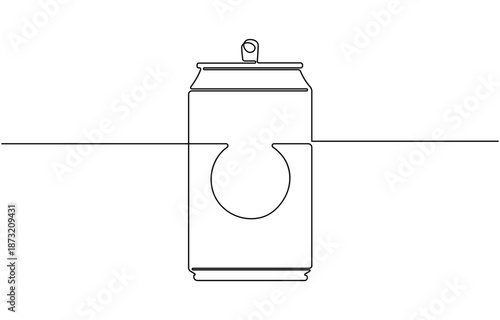 Continuous line drawing of soda aluminum can.