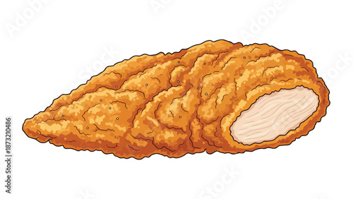 Golden crispy fried chicken tender fast food snack illustration isolated on a clean white background perfect for menu designs restaurant promotions