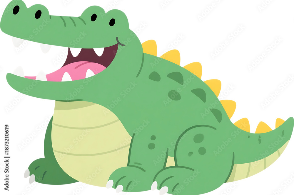Fototapeta premium Illustration of a cute, cartoon alligator with a happy expression. Great for children content.