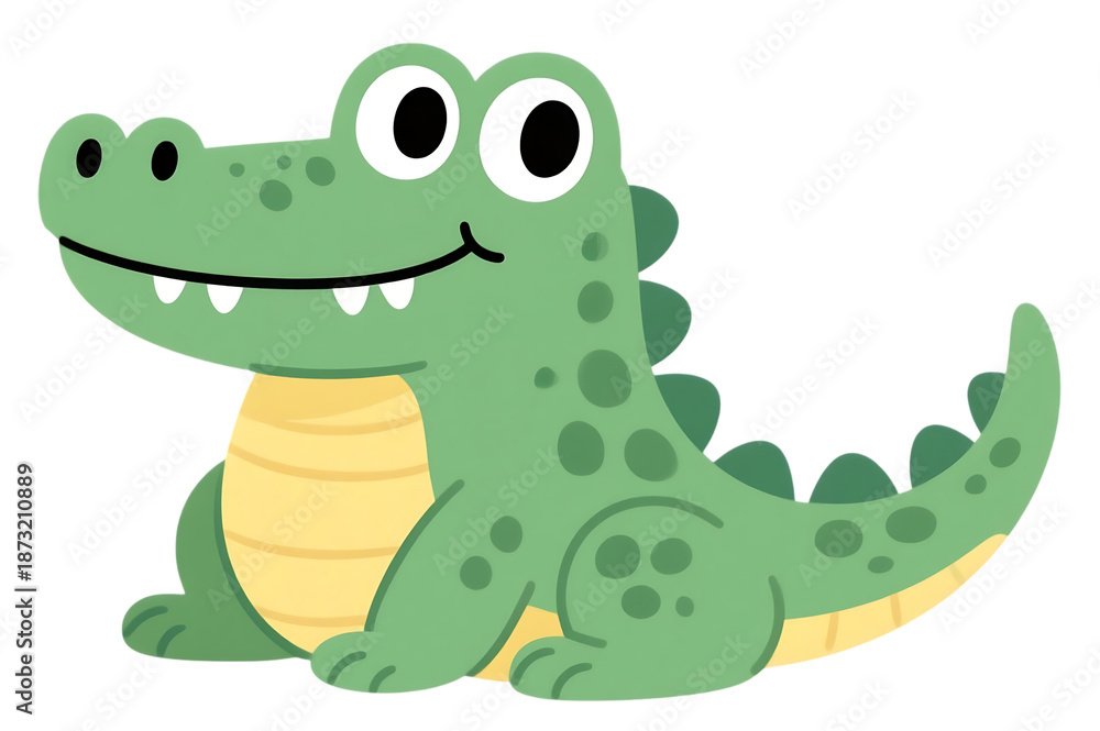 Obraz premium A cartoon alligator smiles sweetly. Great for children content.