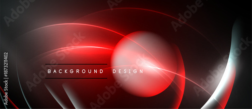 Abstract neon lines, red glow, dark background. Modern design element, dynamic curves, simple shapes. Minimalist aesthetic, vibrant colors.