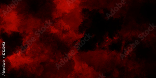 Abstract grunge red and black powder explosion cloud on black background. dark red smoke Like cloud wave effect on black. dark fire flame grunge texture background. toned fiery red sky.