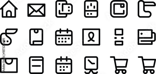 Collection of modern icons for digital interface and web design