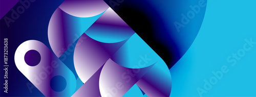 Abstract fluid shapes blend, creating vibrant blue, purple gradients. Dynamic composition evokes movement, energy, modern aesthetic.