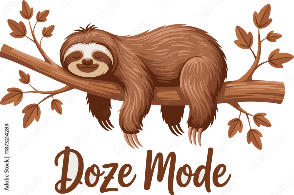 Obraz premium Cute Sleeping Sloth on a Tree Branch with 