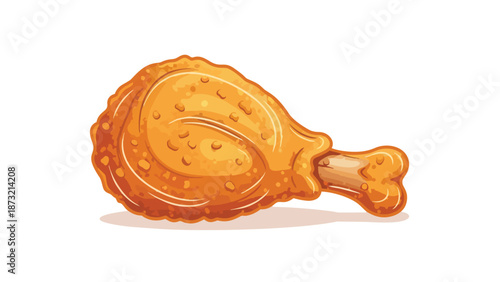 An inviting and detailed vector graphic showcasing a perfectly fried golden chicken drumstick, highlighting its crispy coating and delightful