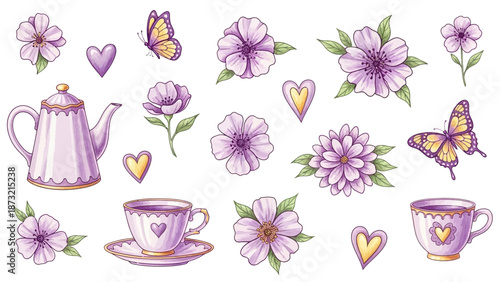 set of violet flowers