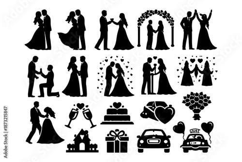 Silhouette wedding collection: couples, ceremonies, and celebrations.