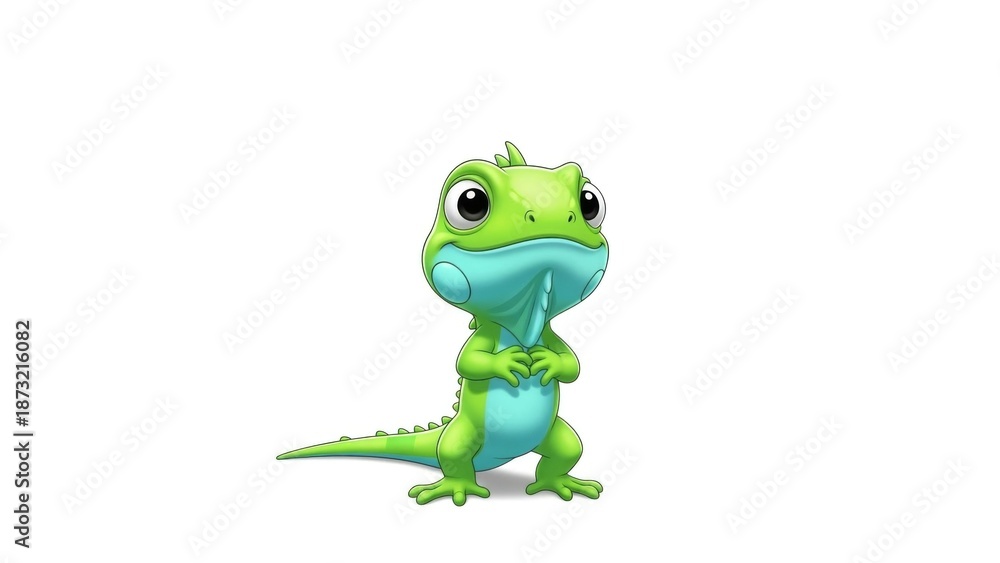 Fototapeta premium Cute Green Cartoon Lizard Illustration