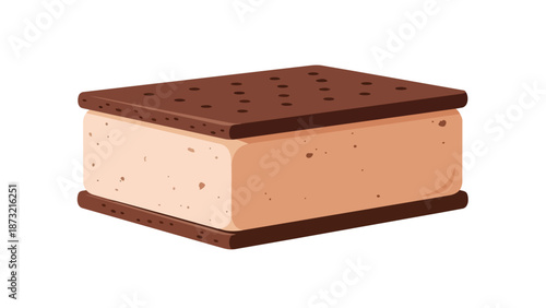Deliciously Chilled Chocolate Wafer Ice Cream Sandwich Delightful Frozen Dessert Treat Illustration