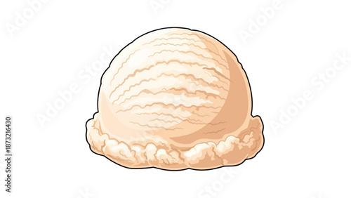 Single scoop of smooth vanilla ice cream, a delicious refreshing dessert illustration.