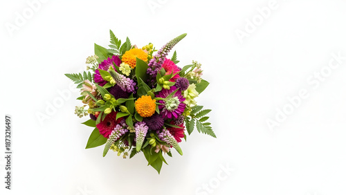 Colorful Floral Bouquet on White Background.