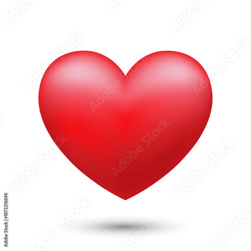 A voluminous red, frosted heart with a shadow on a white background. Red heart icon for Valentine's Day. Vector EPS 10.