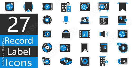Record Label Icons Set for Music Publishing, Copyright, and Audio Branding