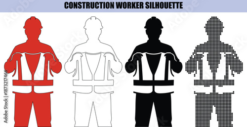 Nurse Silhouette Holding Scissors and Bandage Roll First Aid Medical Vector Set