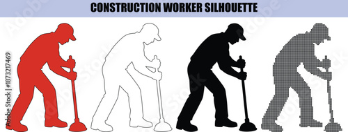 Medical Doctor Assisting Patient on Crutches Silhouette Rehabilitation Vector Set